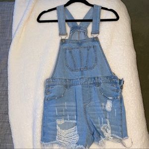 Denim Overalls Shorts